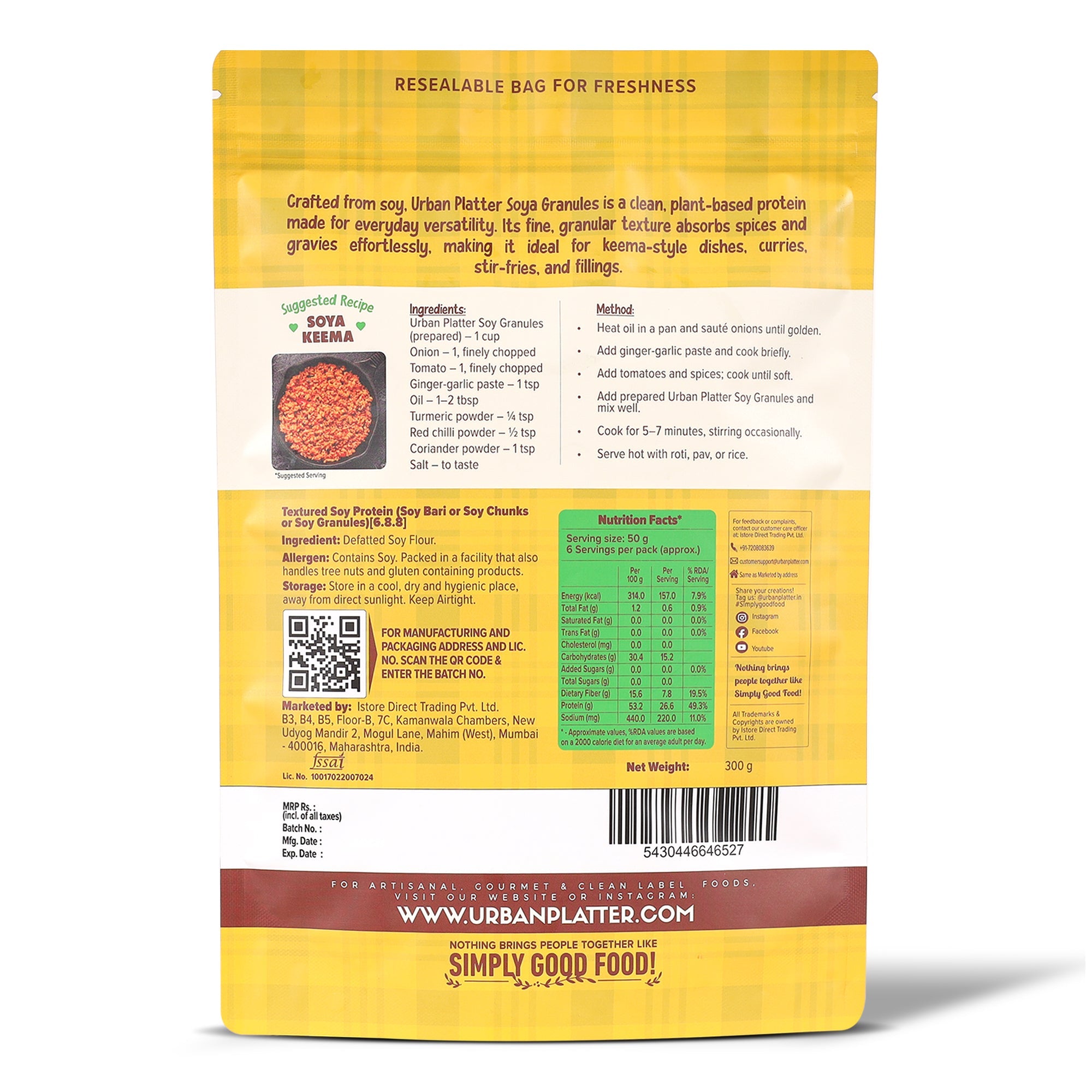 Soya Granules, 300g (53% Plant Protein | Made from Defatted Soy Flour | Fiber Rich Soya Mince) image 2