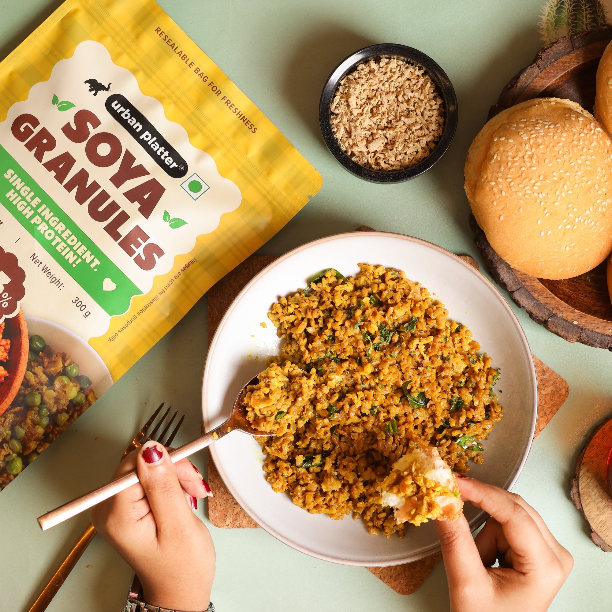 Soya Granules, 300g (53% Plant Protein | Made from Defatted Soy Flour | Fiber Rich Soya Mince) image 5