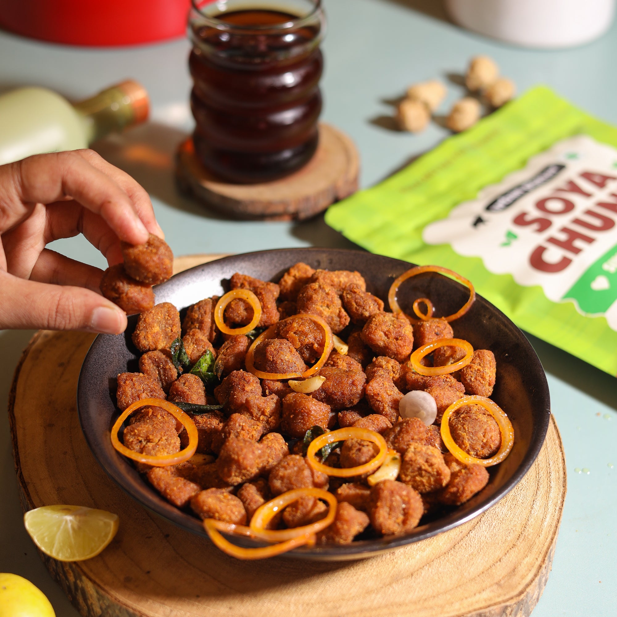 Soya Chunks, 300g (53% Plant Protein | Made from Defatted Soy Flour | Fiber Rich Soya Wadi) image 5