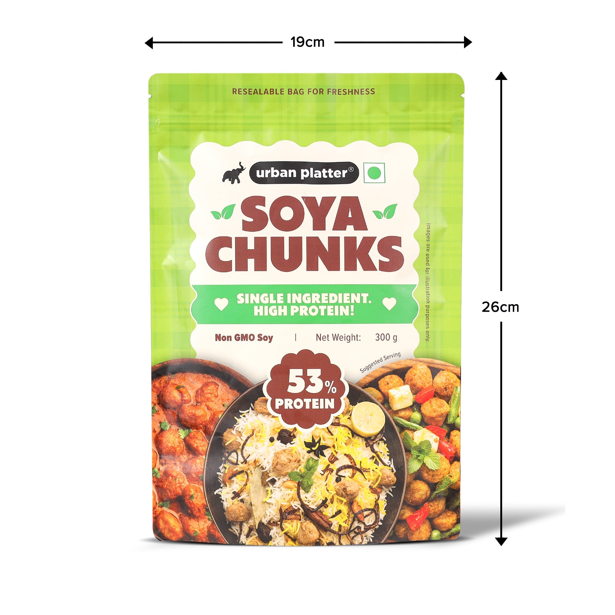 Soya Chunks, 300g (53% Plant Protein | Made from Defatted Soy Flour | Fiber Rich Soya Wadi) image 9
