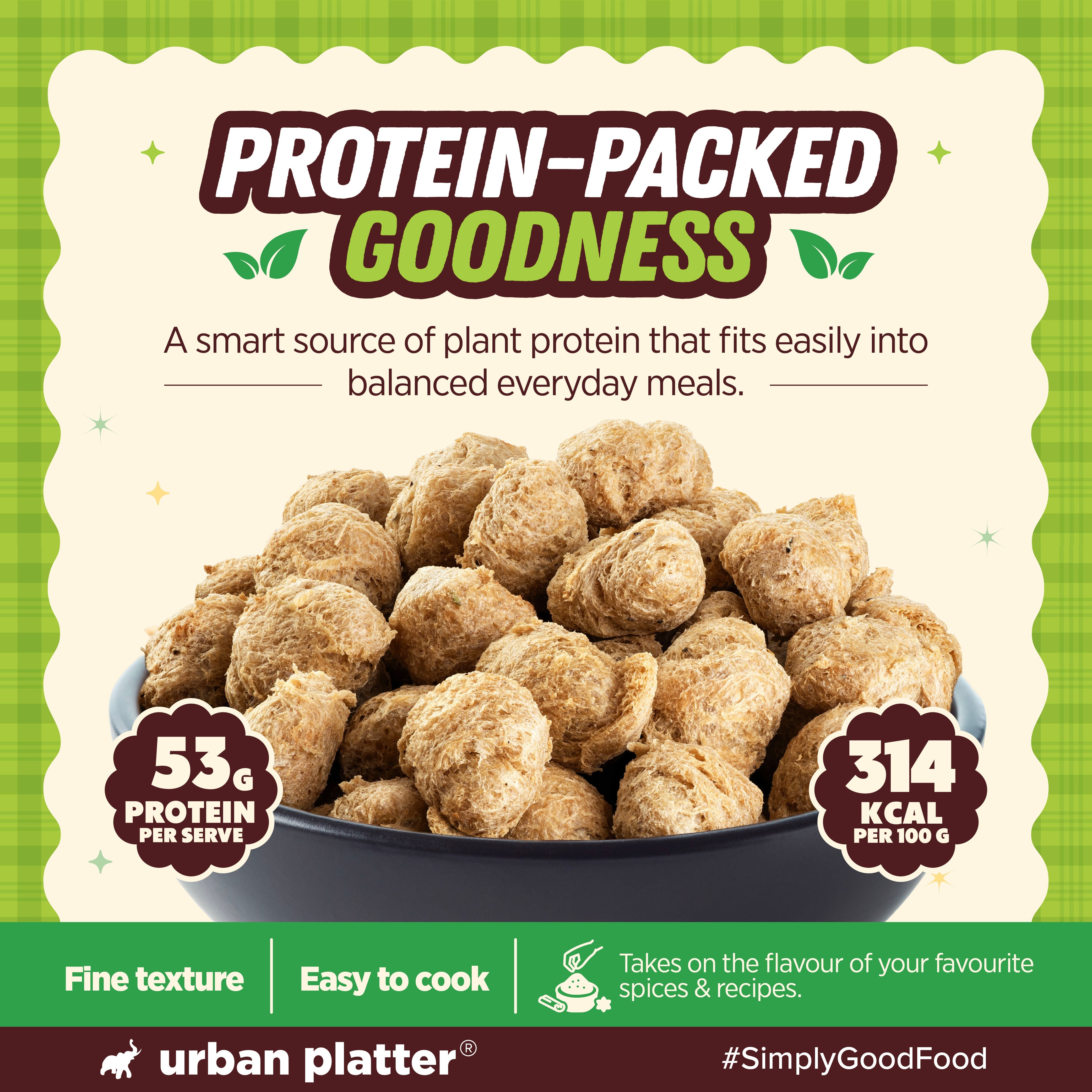Soya Chunks, 300g (53% Plant Protein | Made from Defatted Soy Flour | Fiber Rich Soya Wadi) image 7