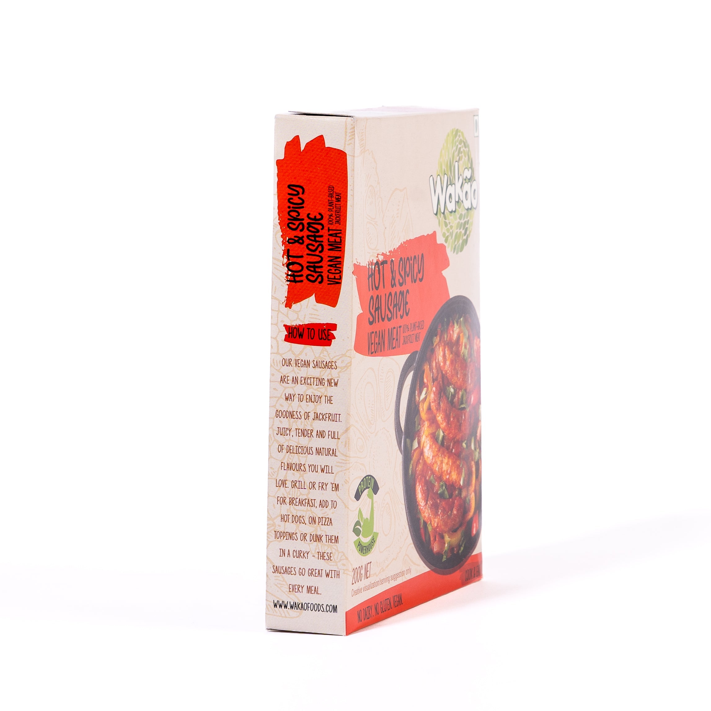 Wakao Hot & Spicy Sausage, 200g (100% Plant based , Ready to cook,Heat & Eat, Tender Jackfruit Sausages) image 5