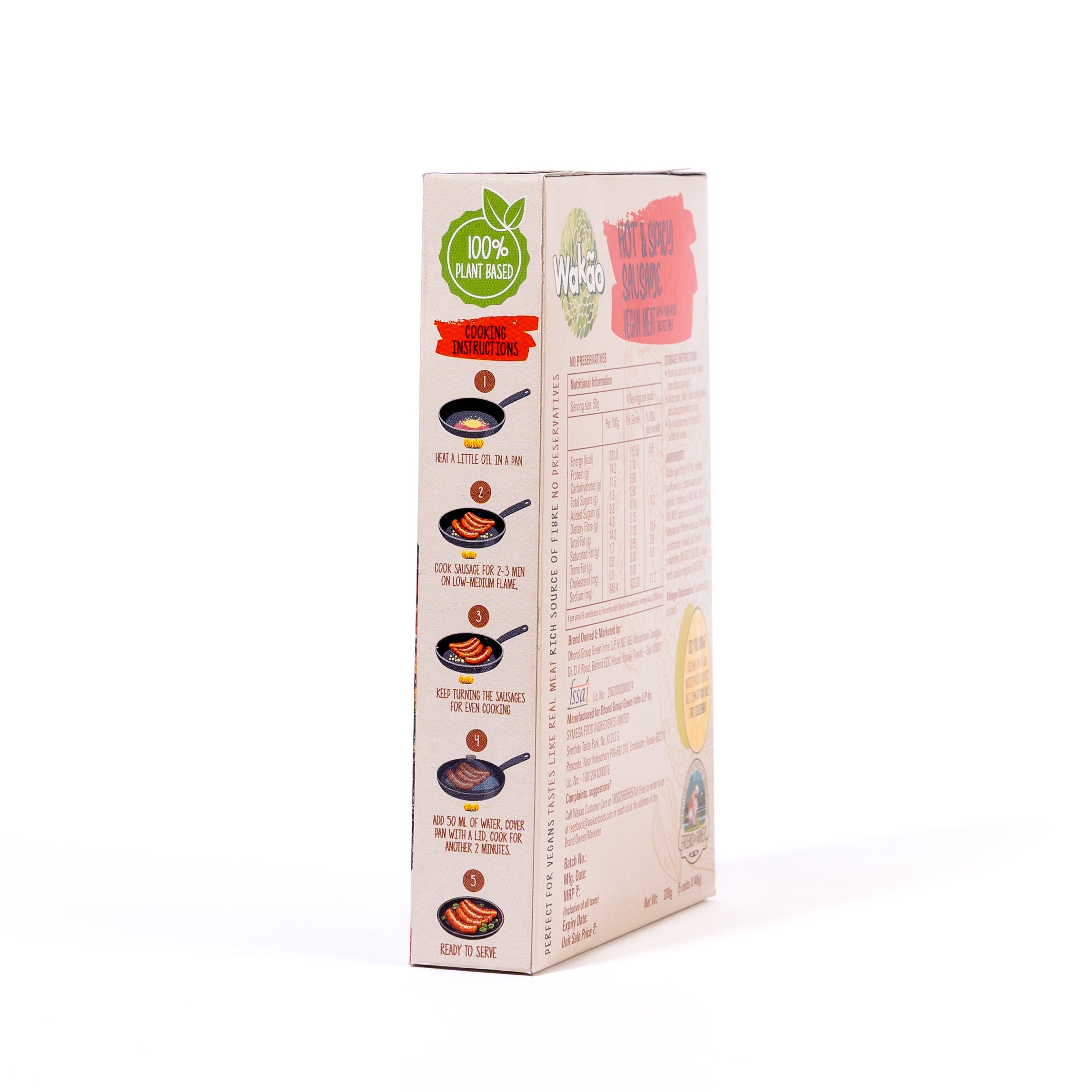 Wakao Hot & Spicy Sausage, 200g (100% Plant based , Ready to cook,Heat & Eat, Tender Jackfruit Sausages) image 4