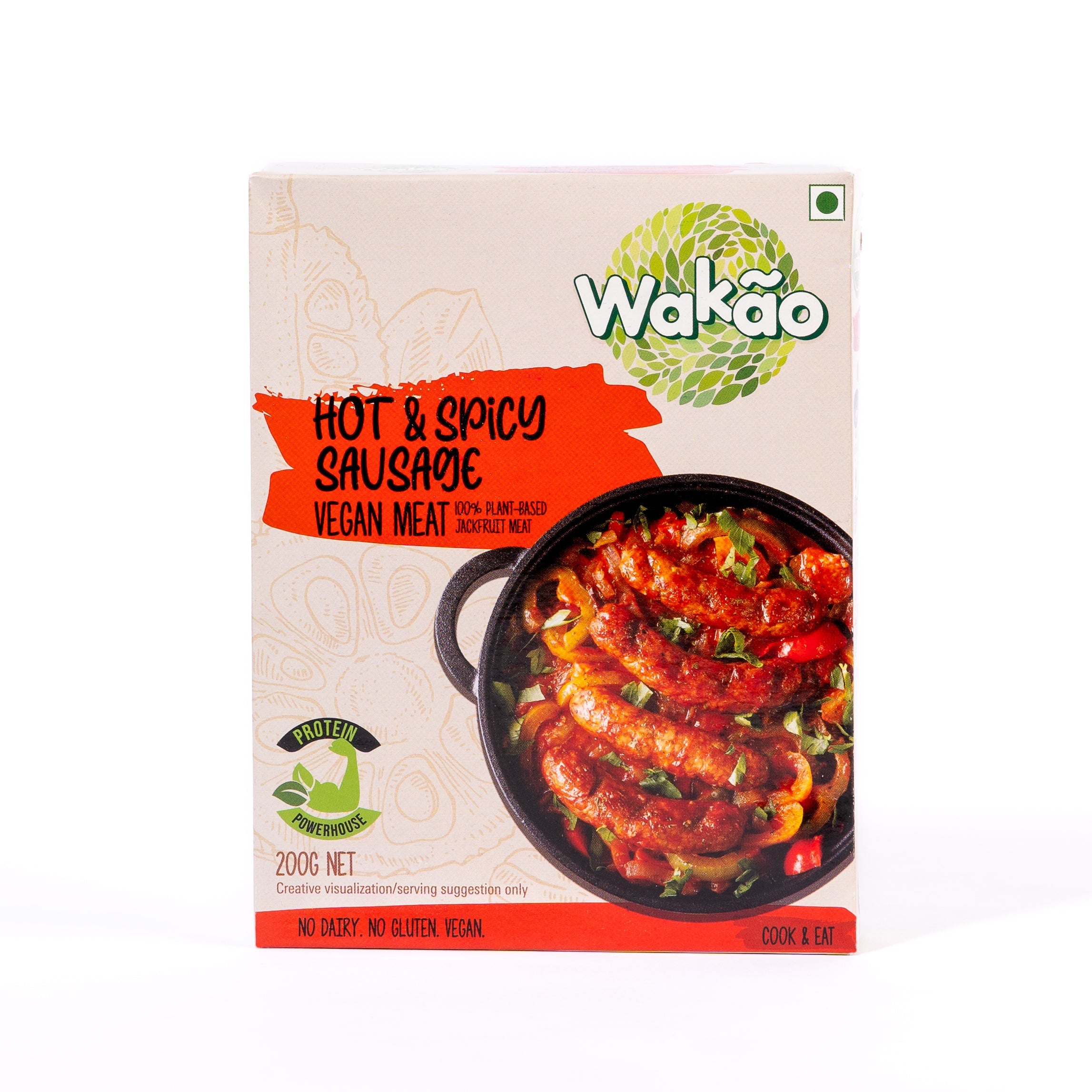 Wakao Hot & Spicy Sausage, 200g (100% Plant based , Ready to cook,Heat & Eat, Tender Jackfruit Sausages) image 3