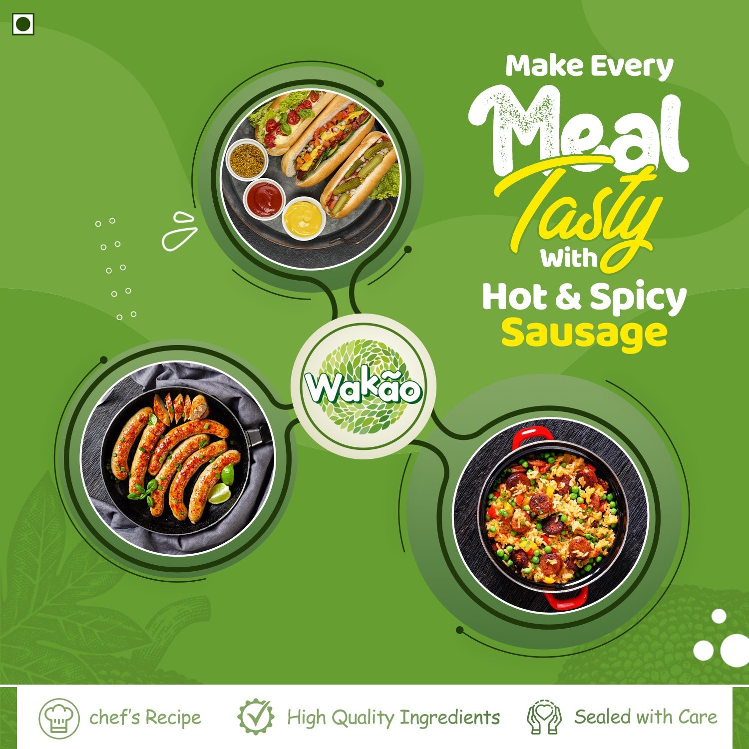 Wakao Hot & Spicy Sausage, 200g (100% Plant based , Ready to cook,Heat & Eat, Tender Jackfruit Sausages) image 10