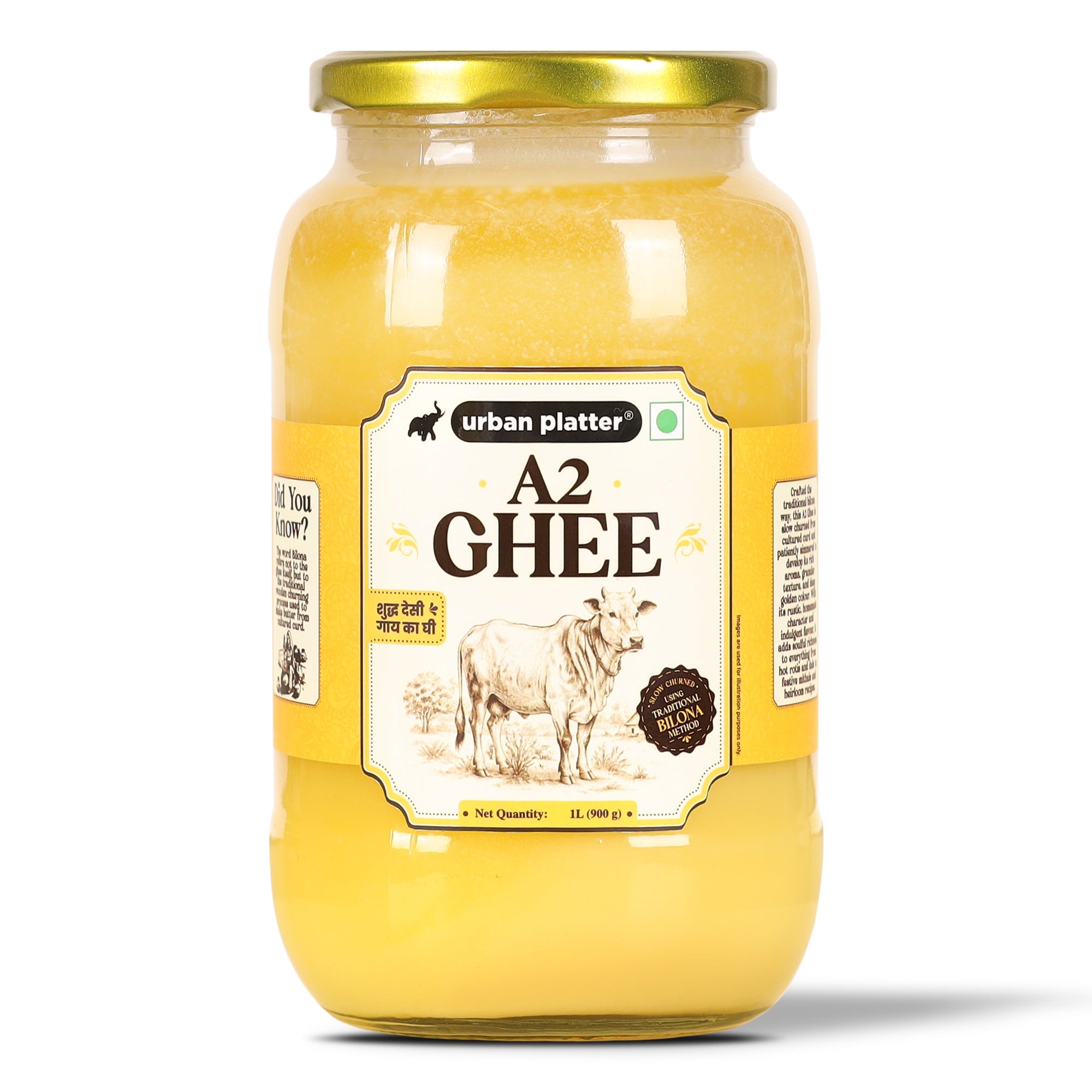 A2 Ghee, 1L (Curd-Churned Bilona Desi Ghee for Cooking, Tadka & Daily Meals | Made from A2 Cow Milk) image 1
