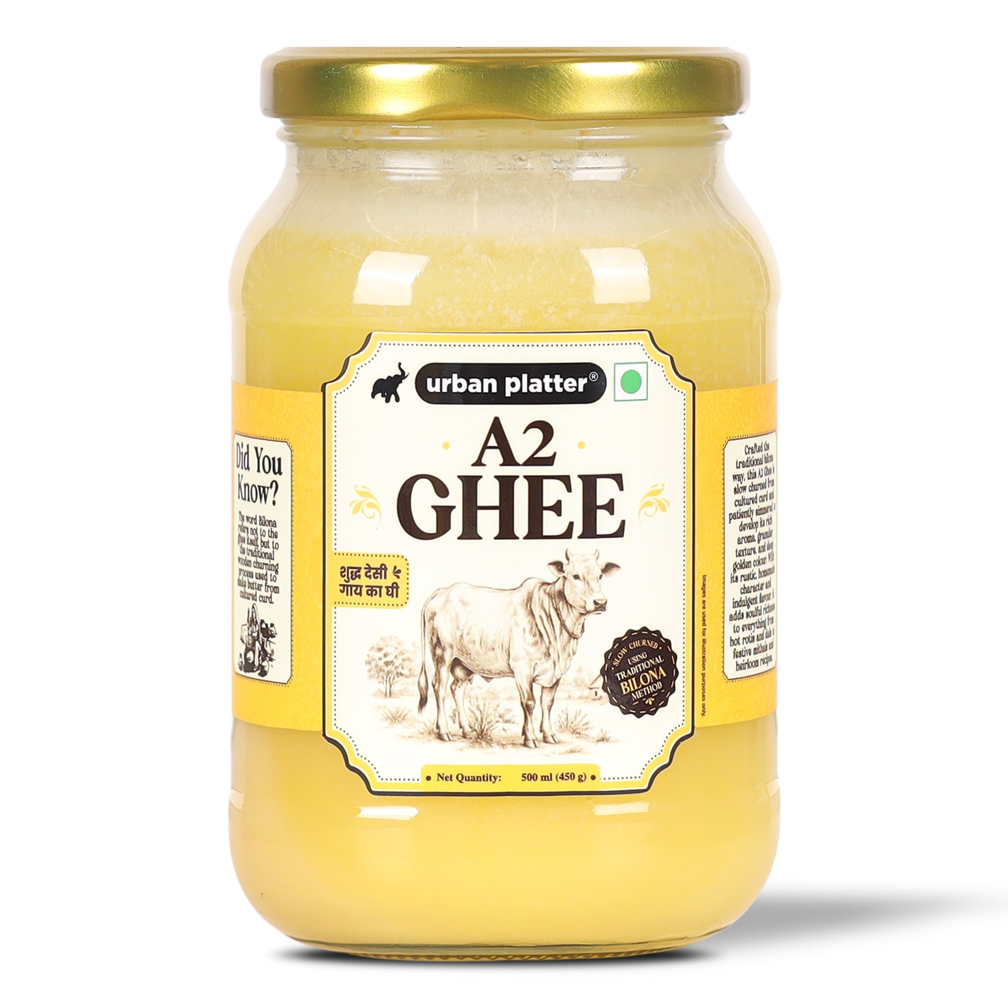 A2 Ghee, 500ml (Curd-Churned Bilona Desi Ghee for Cooking, Tadka & Daily Meals | Made from A2 Cow Milk) image 1
