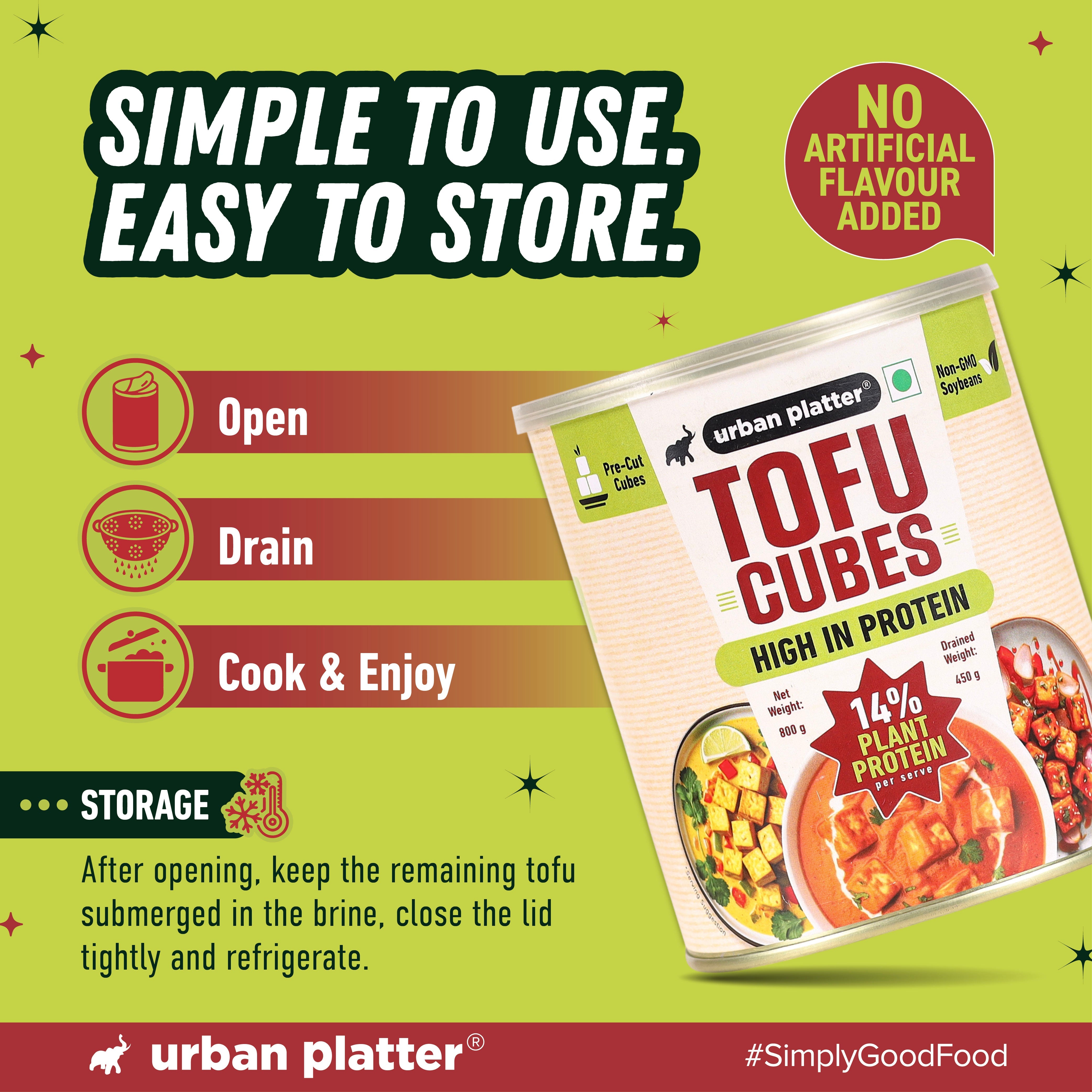Tofu Cubes, 800g (Drained Weight: 450g | 14% Plant Protein | Ready-to-Use for Stir-Fries, Curries, Salads & Soups) image 7
