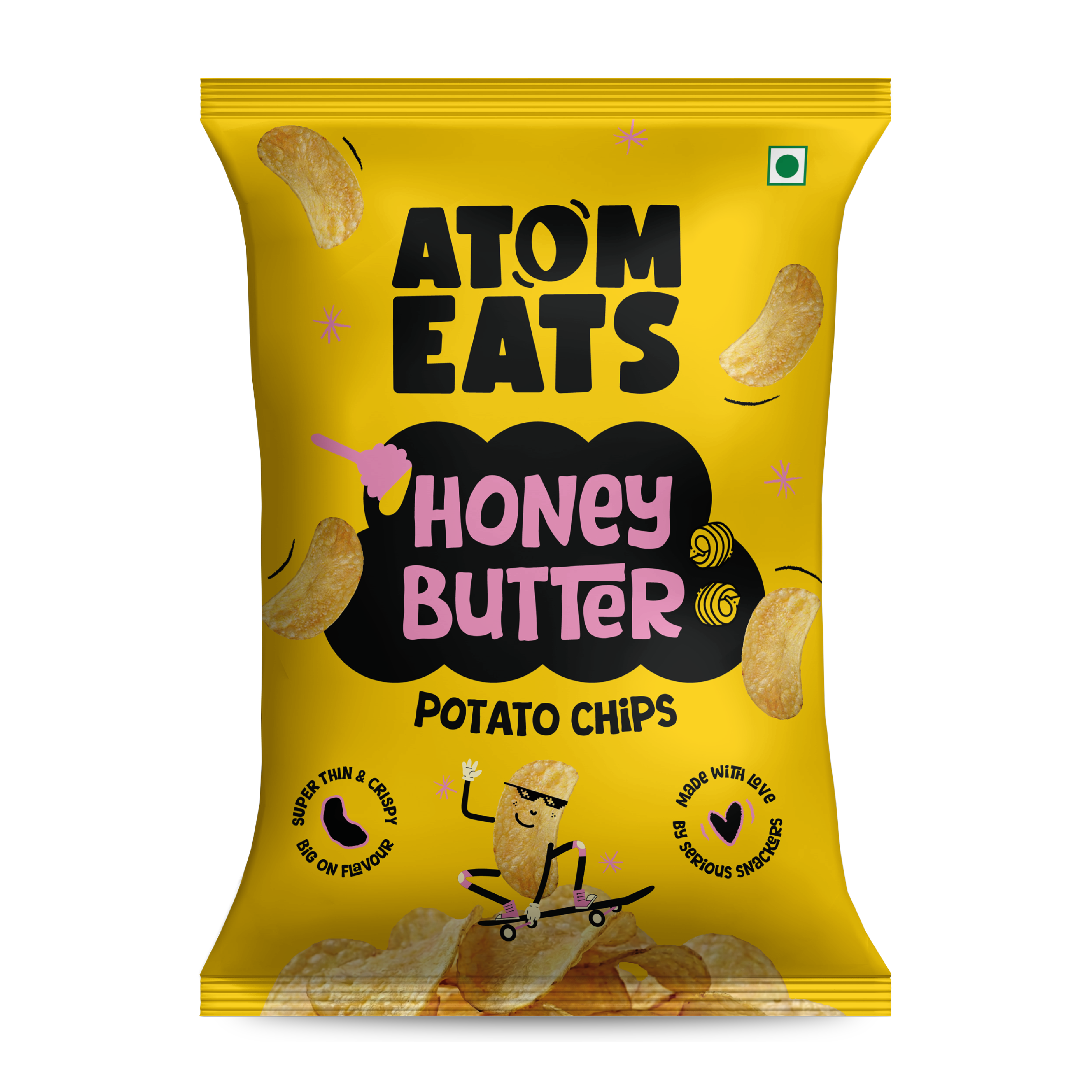Atom Eats Honey Butter Potato Chips, 60g (Crispy Potato Chips, Sweet & Savoury Honey Butter Flavor, Rich & Crunchy Snack) image 1