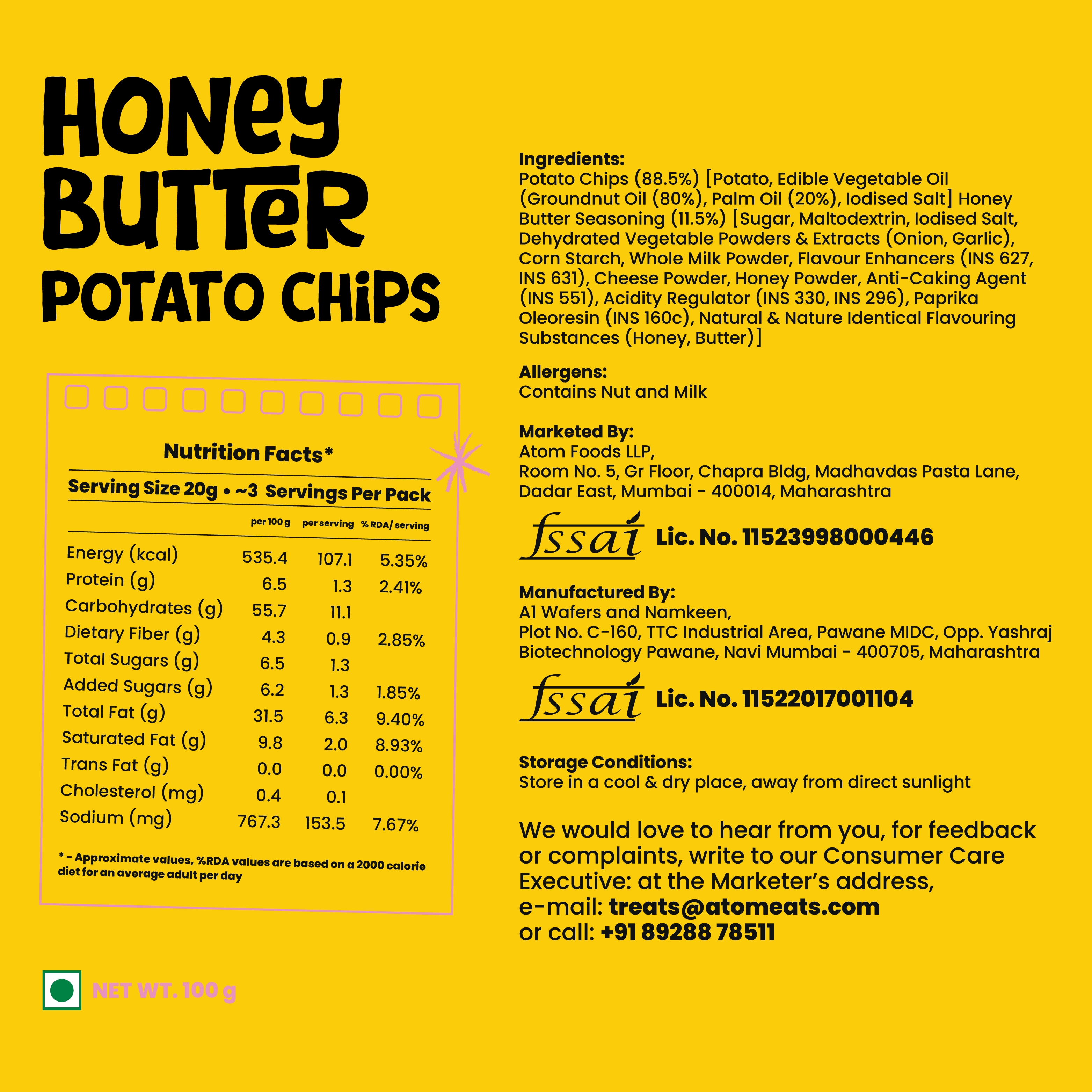 Atom Eats Honey Butter Potato Chips, 60g (Crispy Potato Chips, Sweet & Savoury Honey Butter Flavor, Rich & Crunchy Snack) image 6