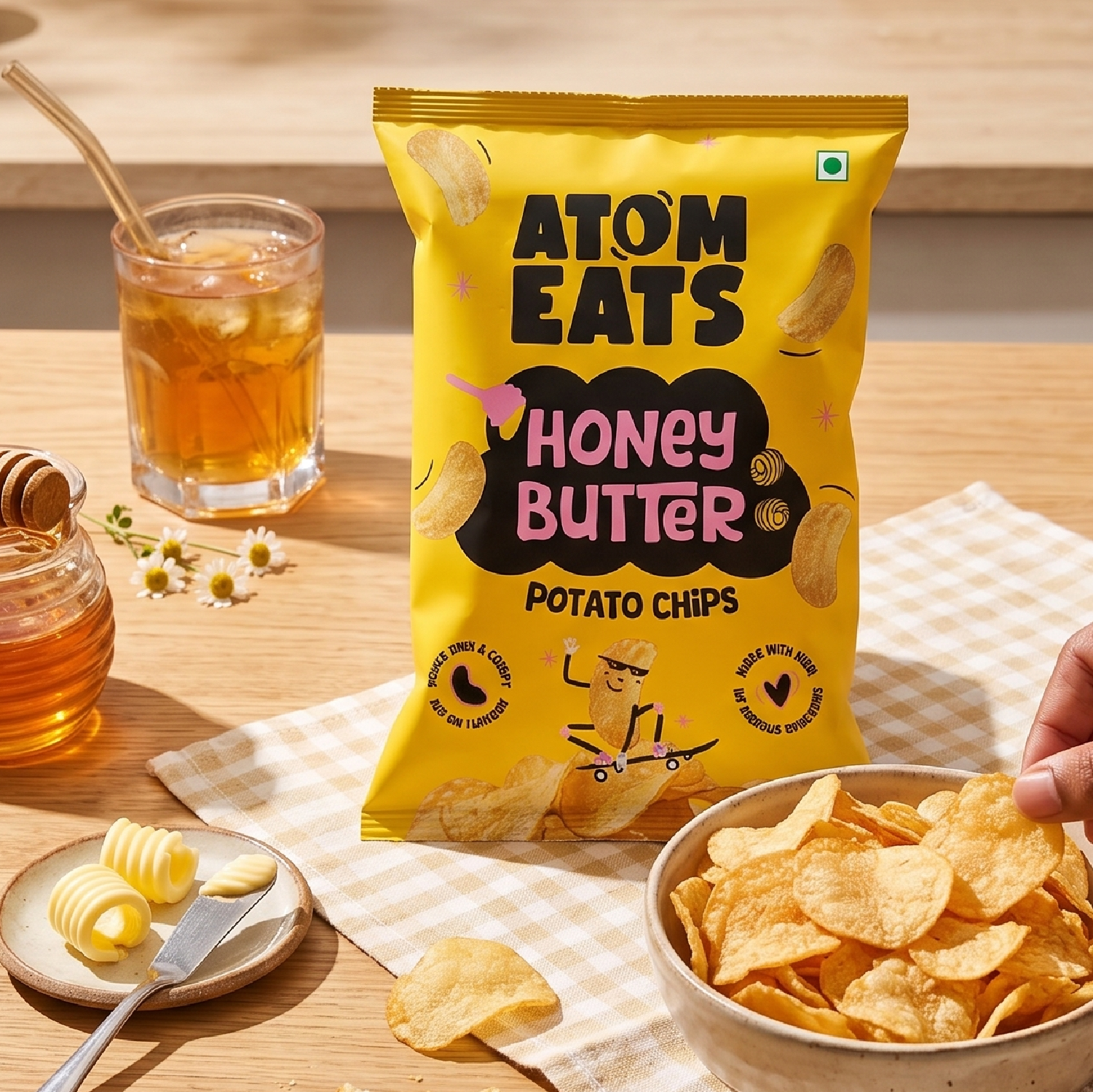 Atom Eats Honey Butter Potato Chips, 60g (Crispy Potato Chips, Sweet & Savoury Honey Butter Flavor, Rich & Crunchy Snack) image 2