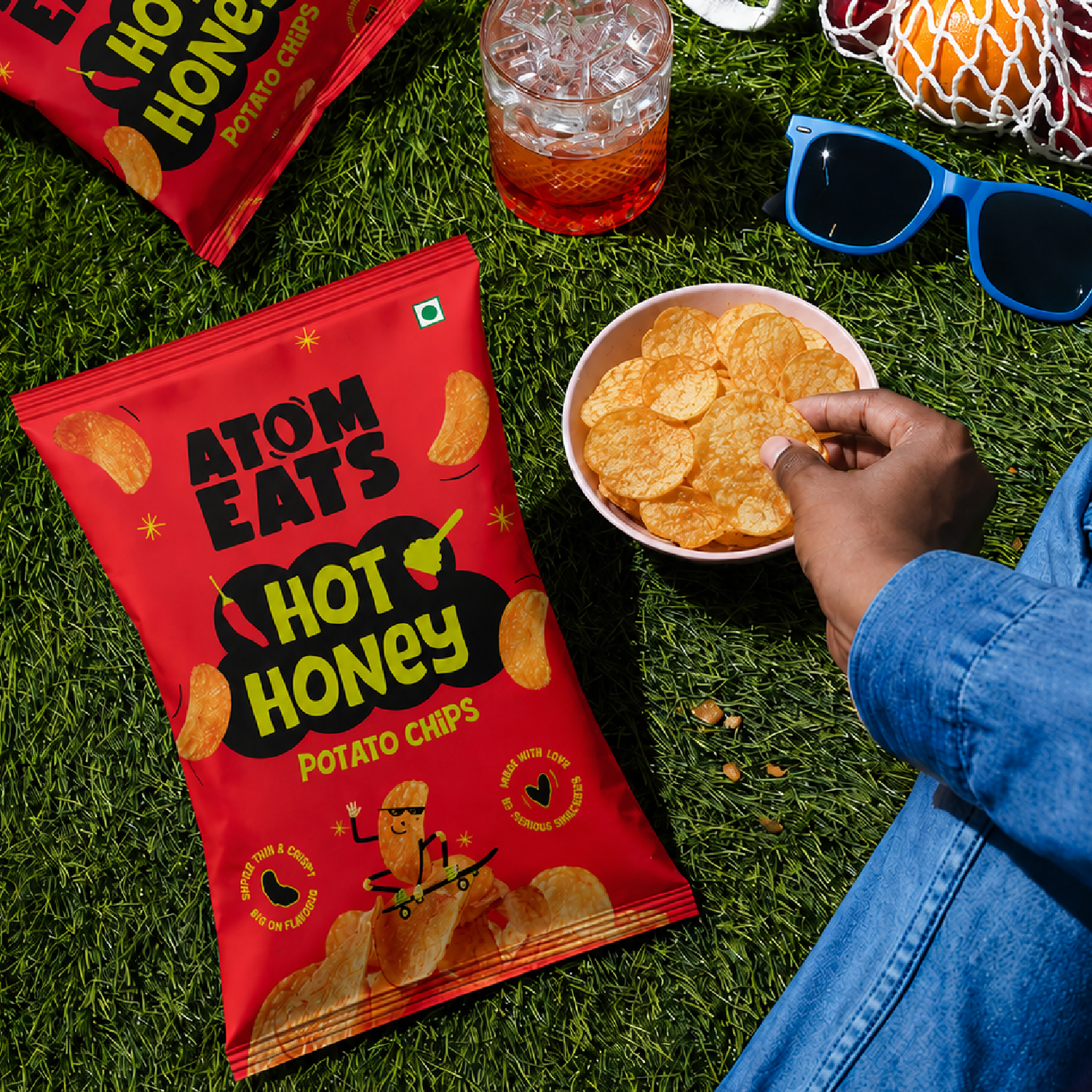 Atom Eats Hot Honey Potato Chips, 60g (Crispy Potato Chips, Sweet & Spicy Honey Chilli Flavor, Bold Crunchy Snack) image 2
