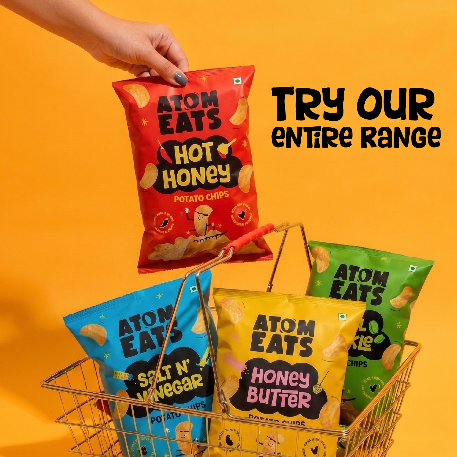 Atom Eats Hot Honey Potato Chips, 60g (Crispy Potato Chips, Sweet & Spicy Honey Chilli Flavor, Bold Crunchy Snack) image 5
