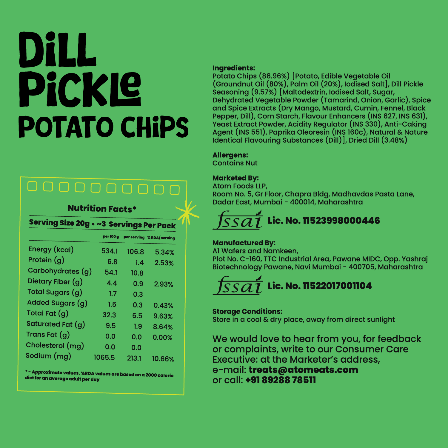 Atom eats Dill Pickle Potato Chips, 60g (Crispy Potato Chips, Tangy Dill Pickle Flavor, Bold & Crunchy Snack) image 6