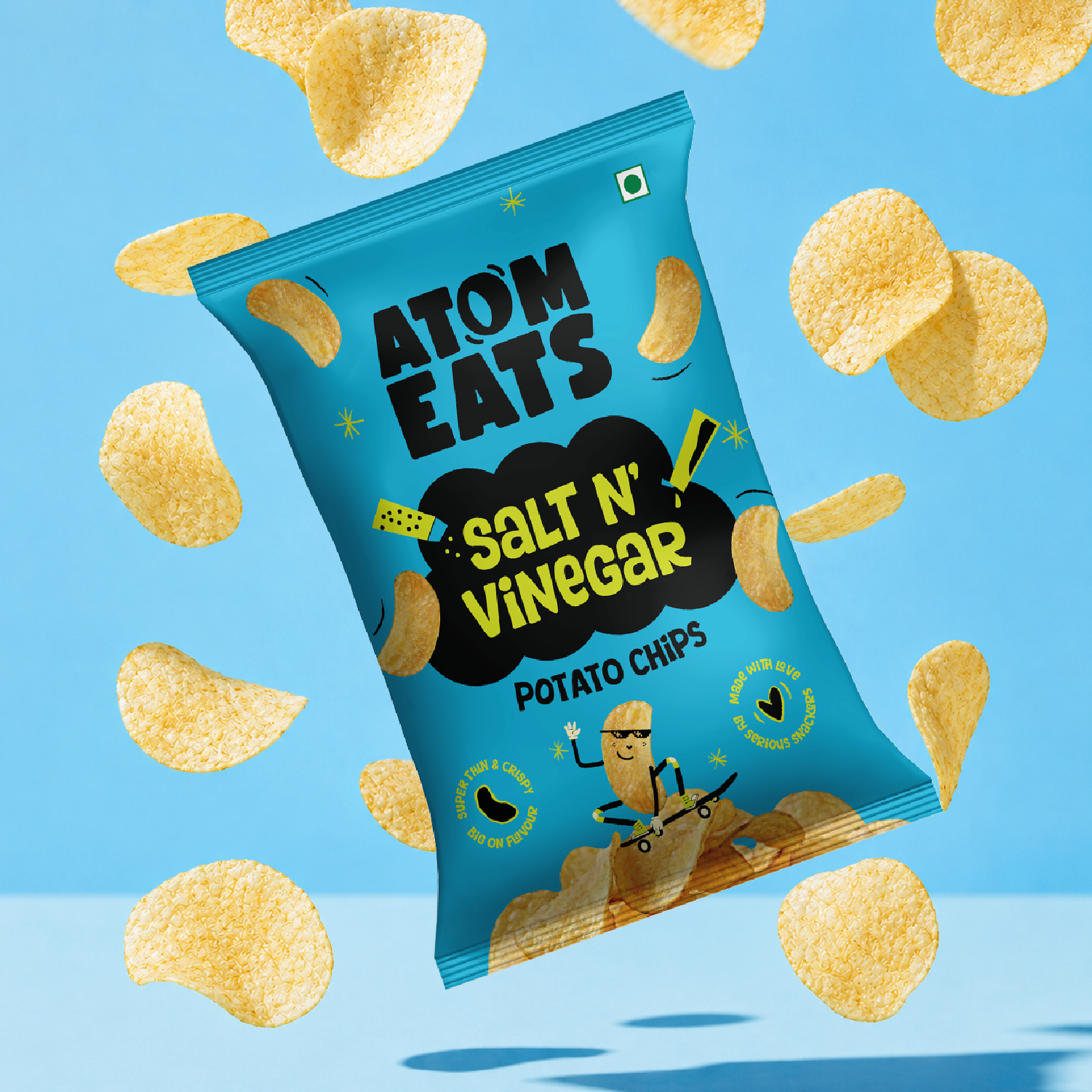 Atom Eats Salt n' Vinegar Potato Chips, 60g (Crispy Potato Chips, Tangy Sea Salt & Vinegar Flavor, Bold & Crunchy Snack) image 5