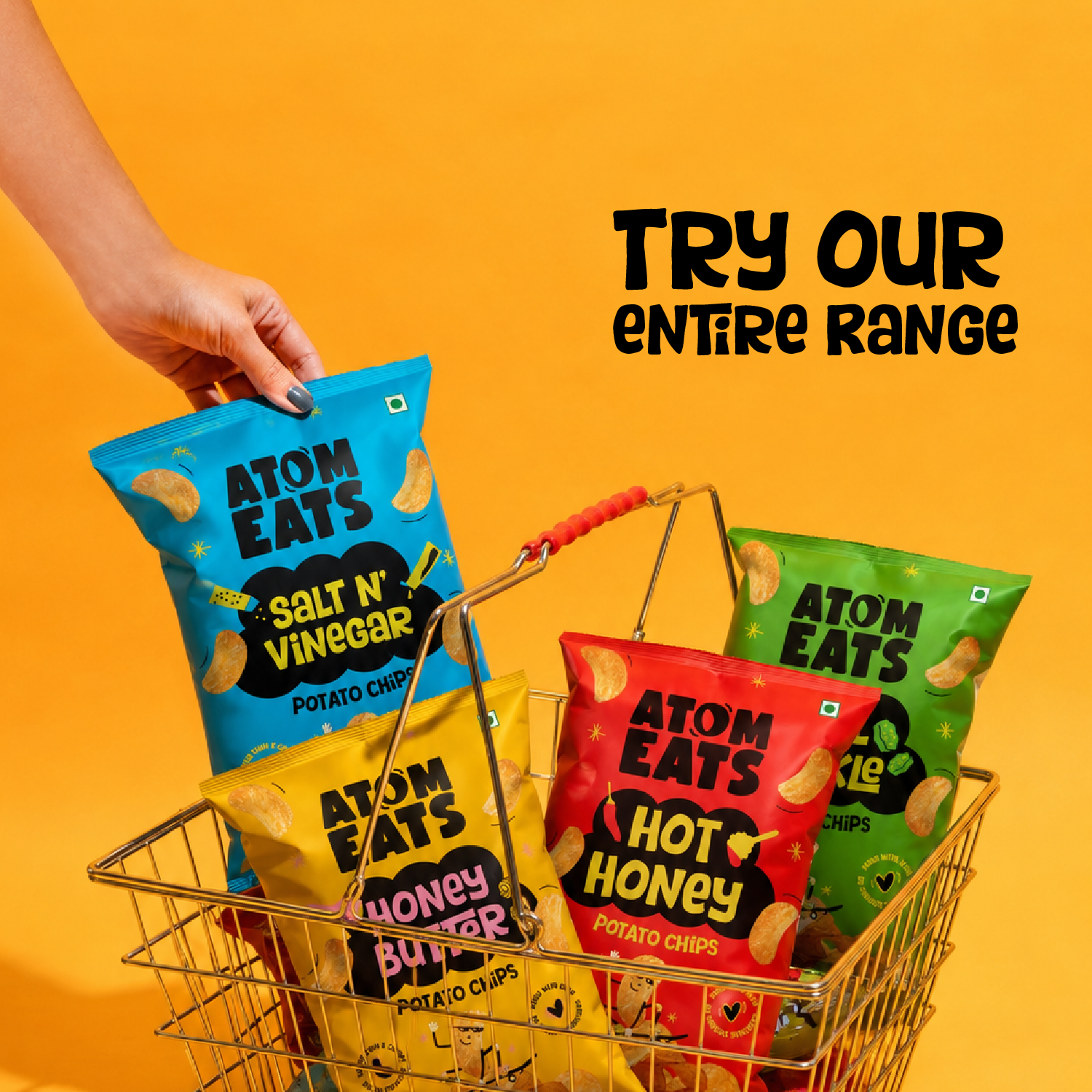 Atom Eats Salt n' Vinegar Potato Chips, 60g (Crispy Potato Chips, Tangy Sea Salt & Vinegar Flavor, Bold & Crunchy Snack) image 6