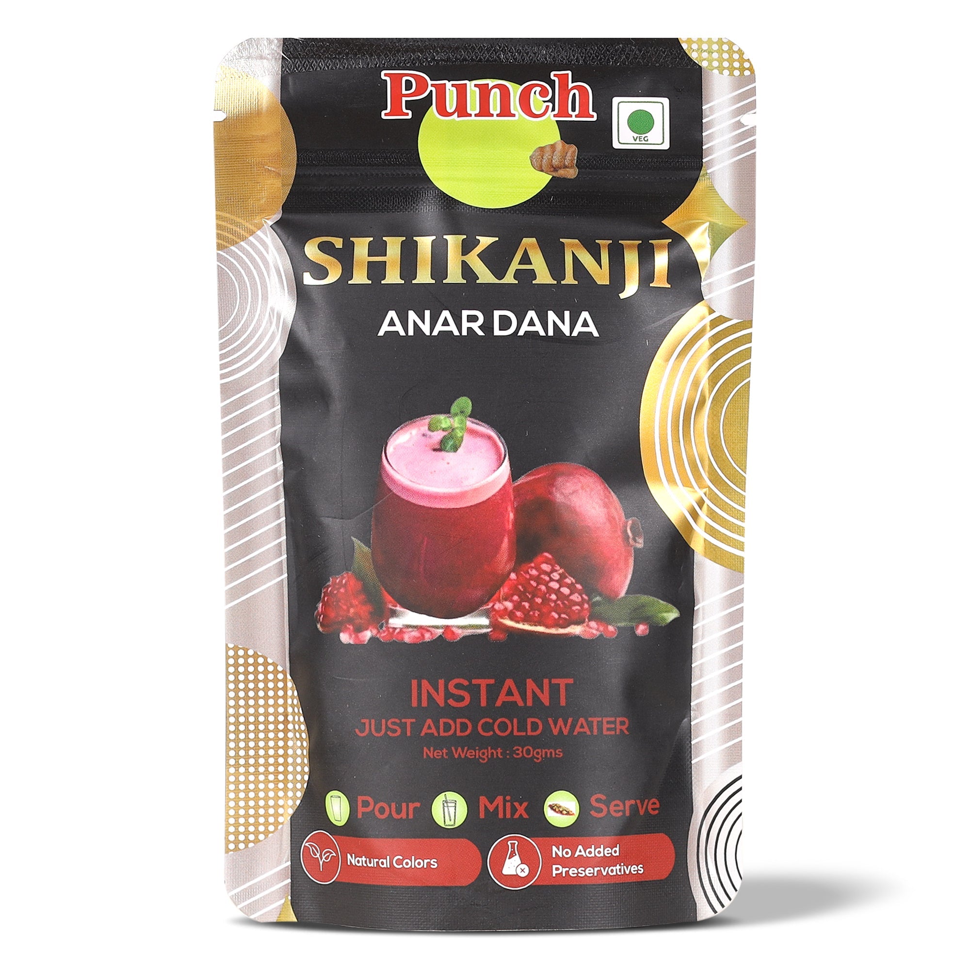 Instant Shikanji Mix Anar Dana, 30g (Instant Indian Lemonade Powder | Refreshing Pomegranate Drink Mix | Just Add Water or Soda | Natural Colours | No Added Preservatives | Makes 3 Servings) image 1