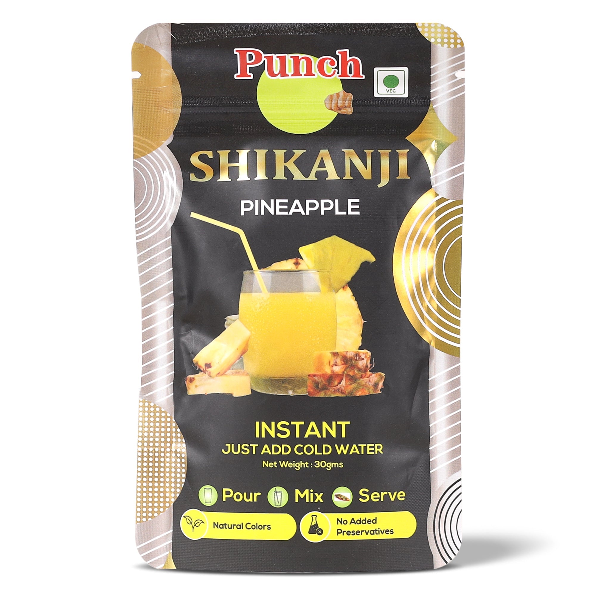 Instant Shikanji Mix Pineapple, 30g (Instant Pineapple Lemonade Powder | Tropical Refreshing Drink Mix | Just Add Water or Soda | Natural Colours | No Added Preservatives | Makes 3 Serving) image 1