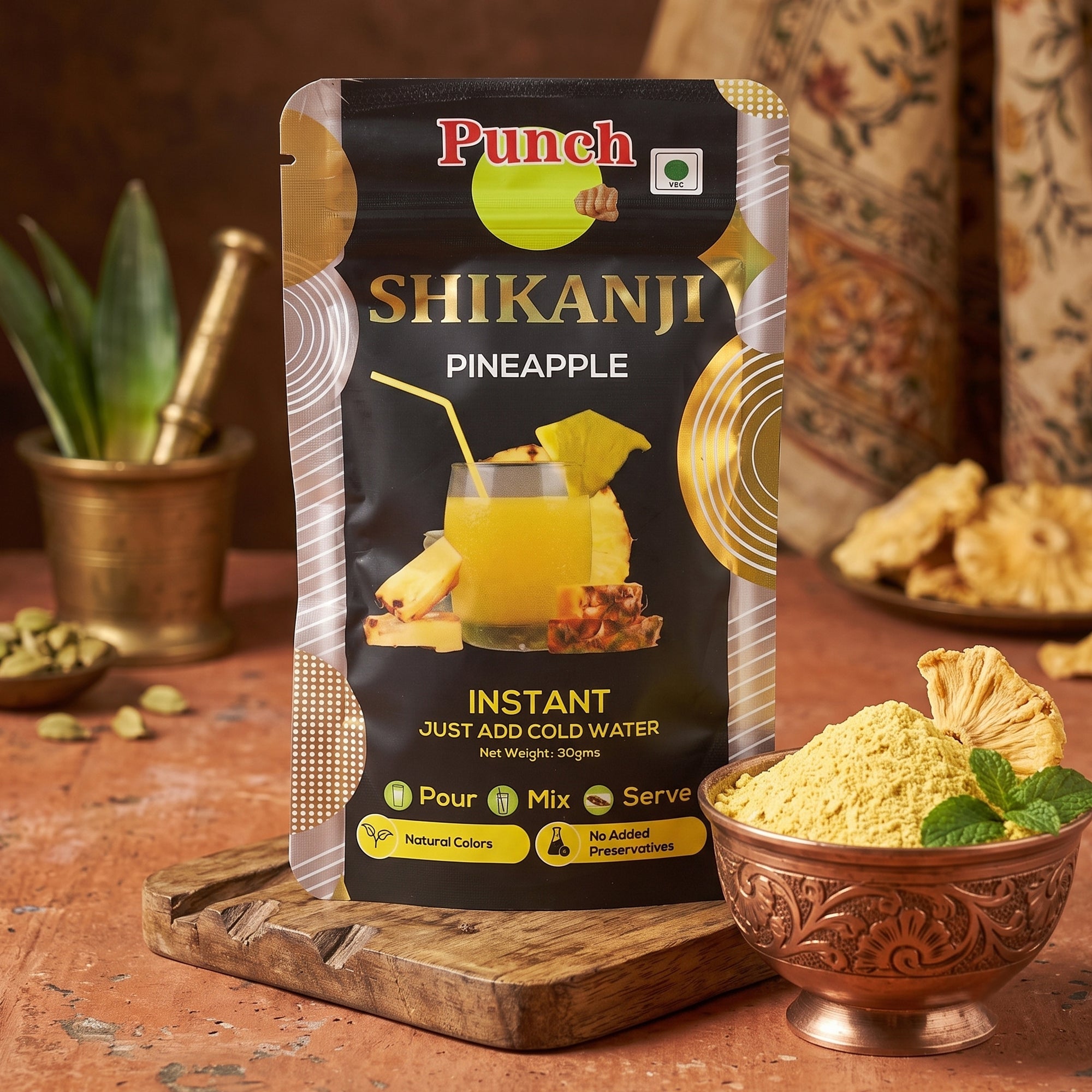 Instant Shikanji Mix Pineapple, 30g (Instant Pineapple Lemonade Powder | Tropical Refreshing Drink Mix | Just Add Water or Soda | Natural Colours | No Added Preservatives | Makes 3 Serving) image 3