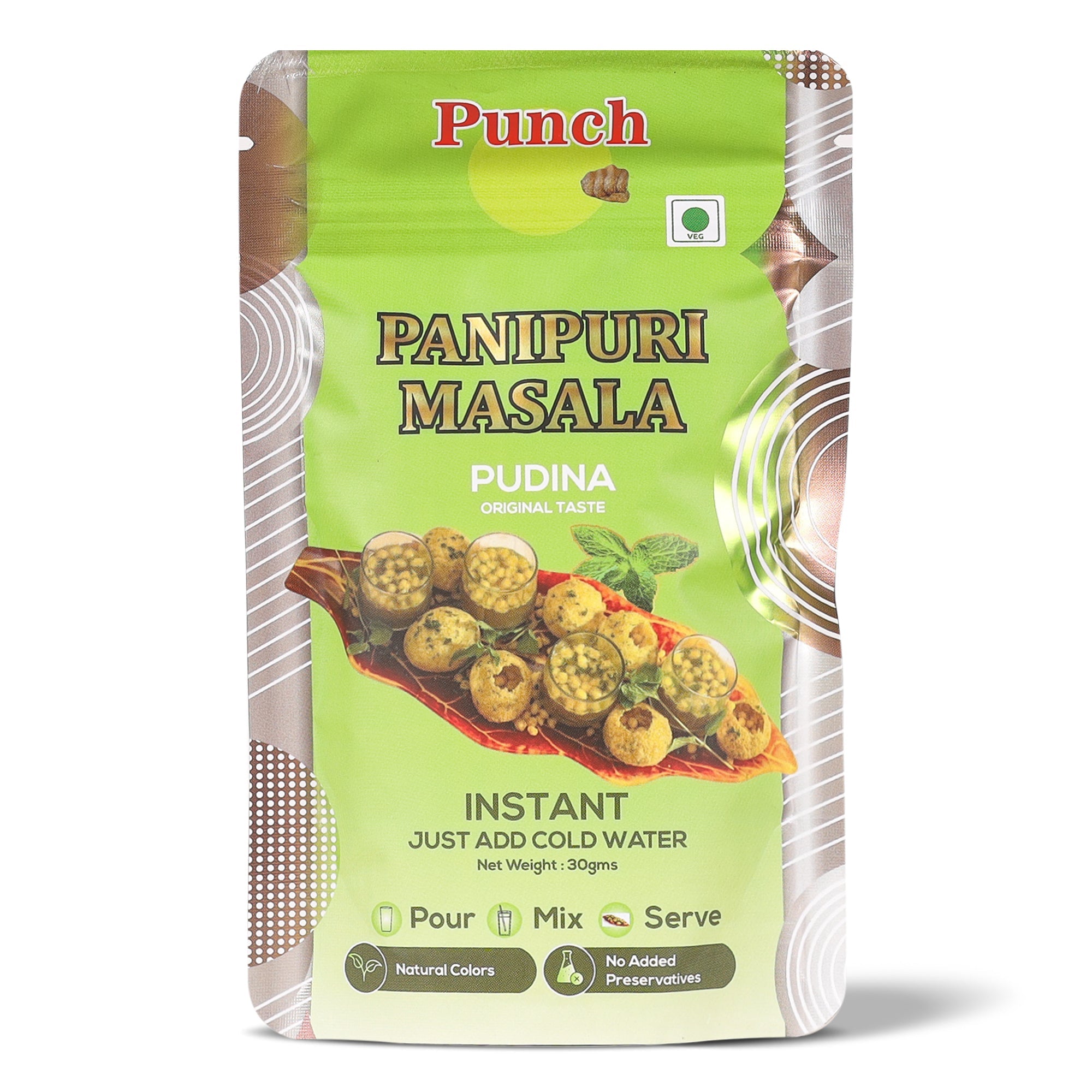 Panipuri Masala Pudina, 30g (Instant Pani Puri Masala Mix | Classic Mint (Pudina) Flavour | Just Add Water | Natural Colours | No Added Preservative) image 1