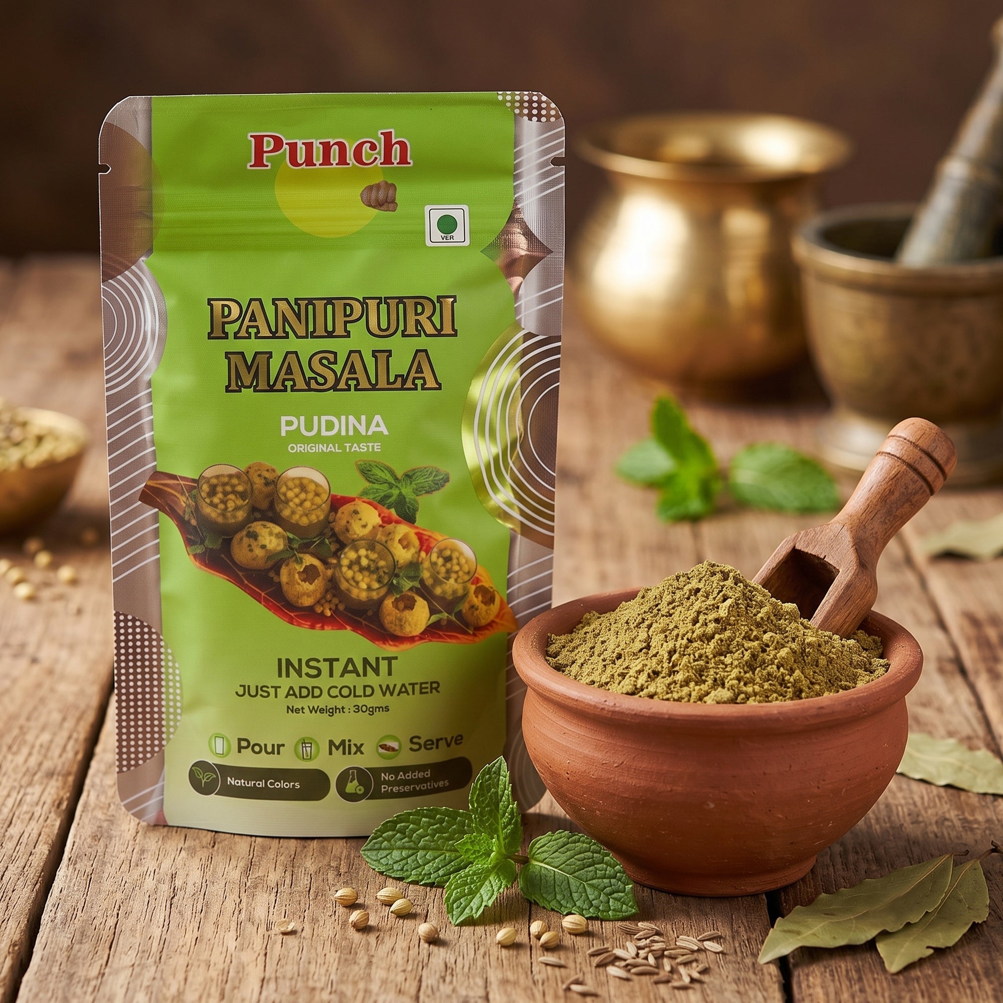 Panipuri Masala Pudina, 30g (Instant Pani Puri Masala Mix | Classic Mint (Pudina) Flavour | Just Add Water | Natural Colours | No Added Preservative) image 3