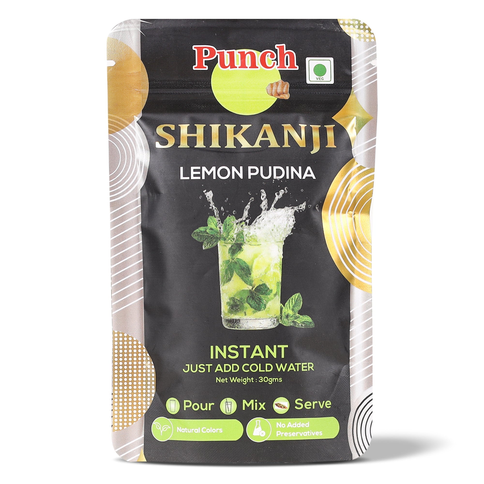 Instant Shikanji Mix Lemon Pudina, 30g (Instant Indian Lemonade Powder | Refreshing Mint & Lemon Drink Mix | Just Add Water or Soda | No Added Preservatives | Makes 3 Servings) image 1