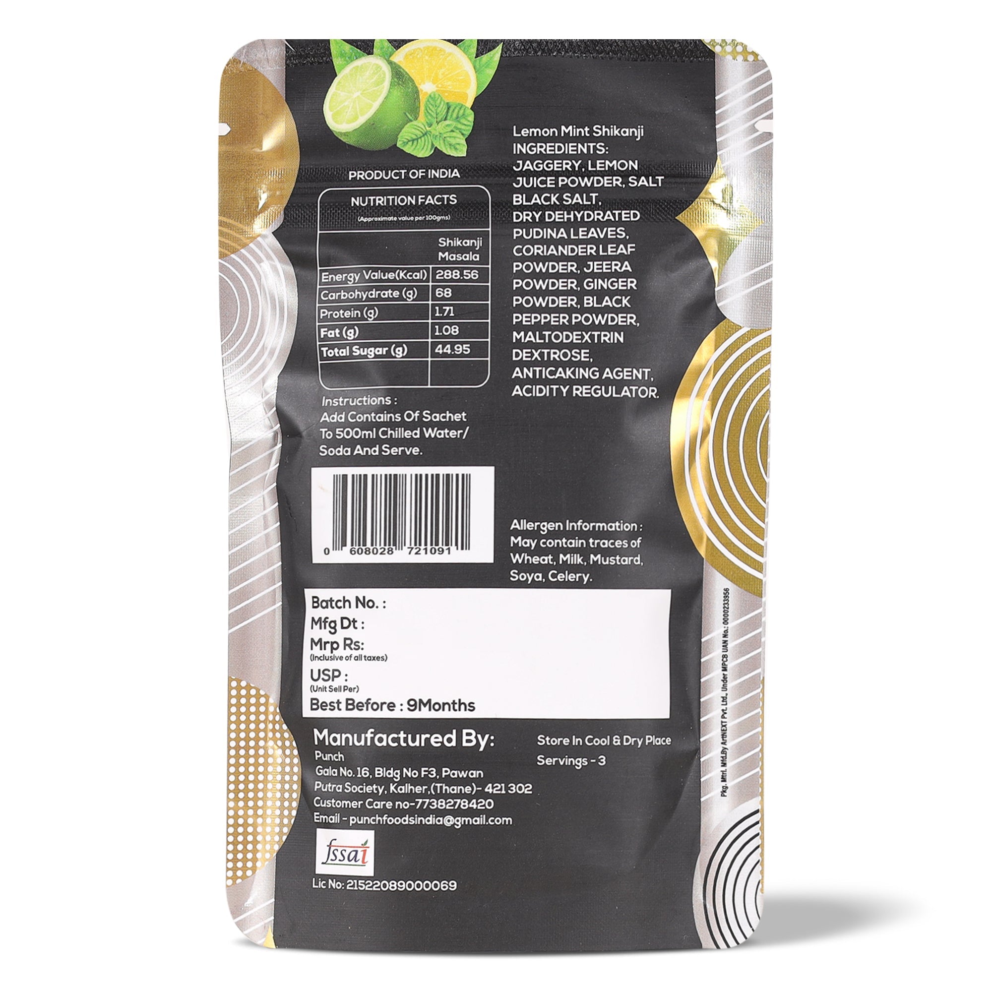 Instant Shikanji Mix Lemon Pudina, 30g (Instant Indian Lemonade Powder | Refreshing Mint & Lemon Drink Mix | Just Add Water or Soda | No Added Preservatives | Makes 3 Servings) image 2