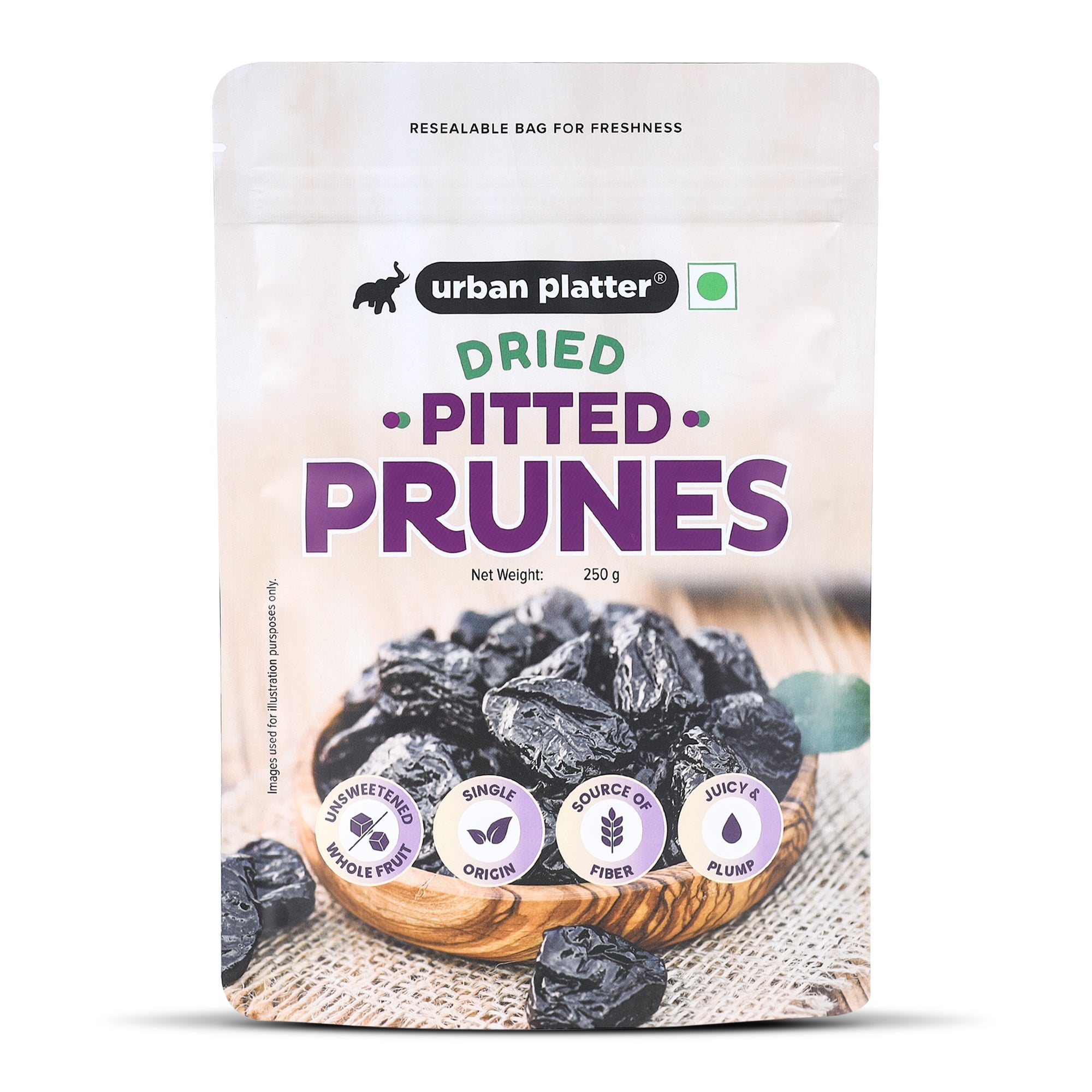 Urban Platter Pitted California Prunes 250g front pack