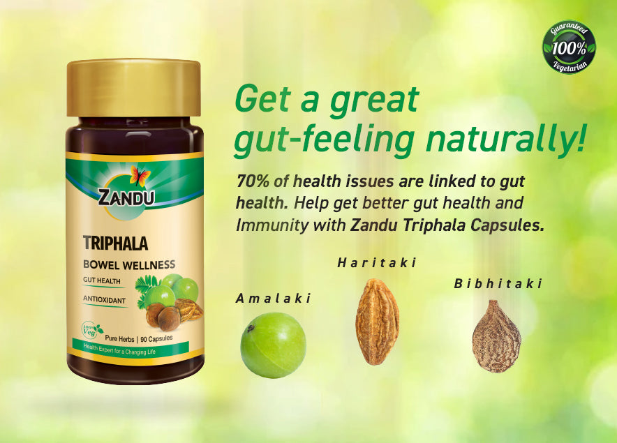 Zandu-O Pure Triphala Capsules for Constipation, Gut Health, & Digestion (90 Caps) 90 Caps