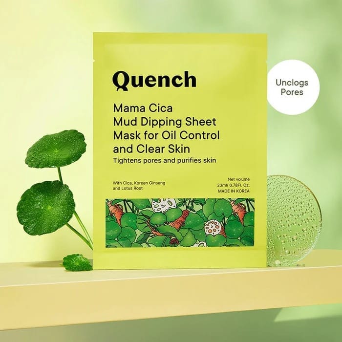 Quench - Mama Cica Mud Dipping Sheet Mask For Oil Control And Clear Skin (23ML)