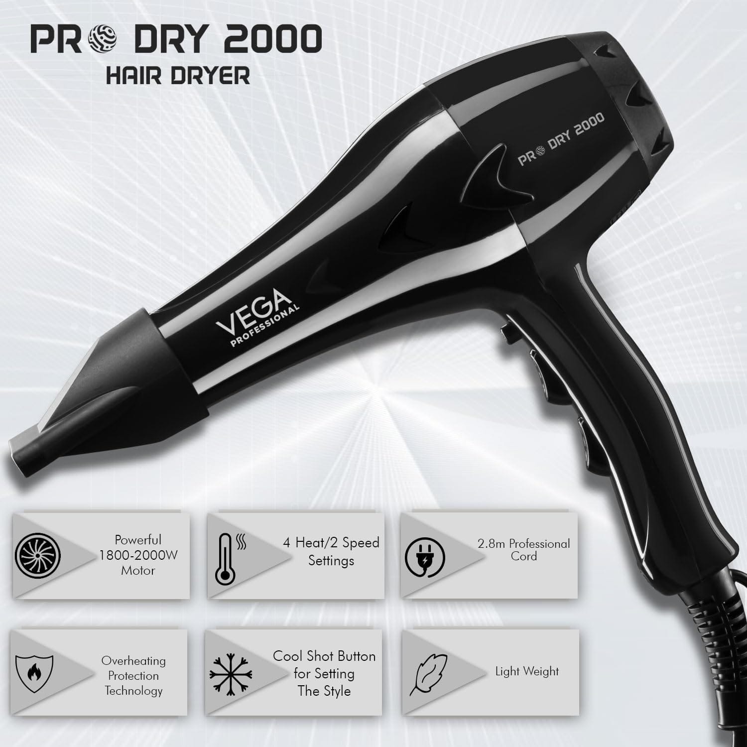 Vega - Pro Dry 2000 Hair Dryer (VPVHD - 13)