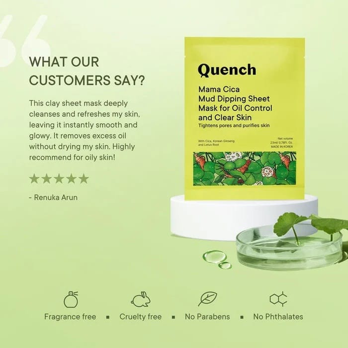 Quench - Mama Cica Mud Dipping Sheet Mask For Oil Control And Clear Skin (23ML)