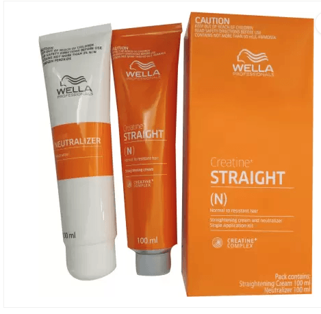 Wella Professionals - Creatine Straight (N) for Normal to Resistant Hair Straightening Cream and Neutralizer Single Application Kit (200mL)