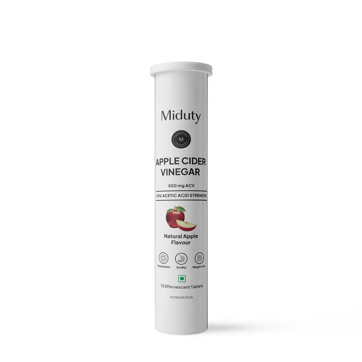 Miduty Apple Cider Vinegar Effervescent Tablets | 15 Tabs per Pack | Pack of 2