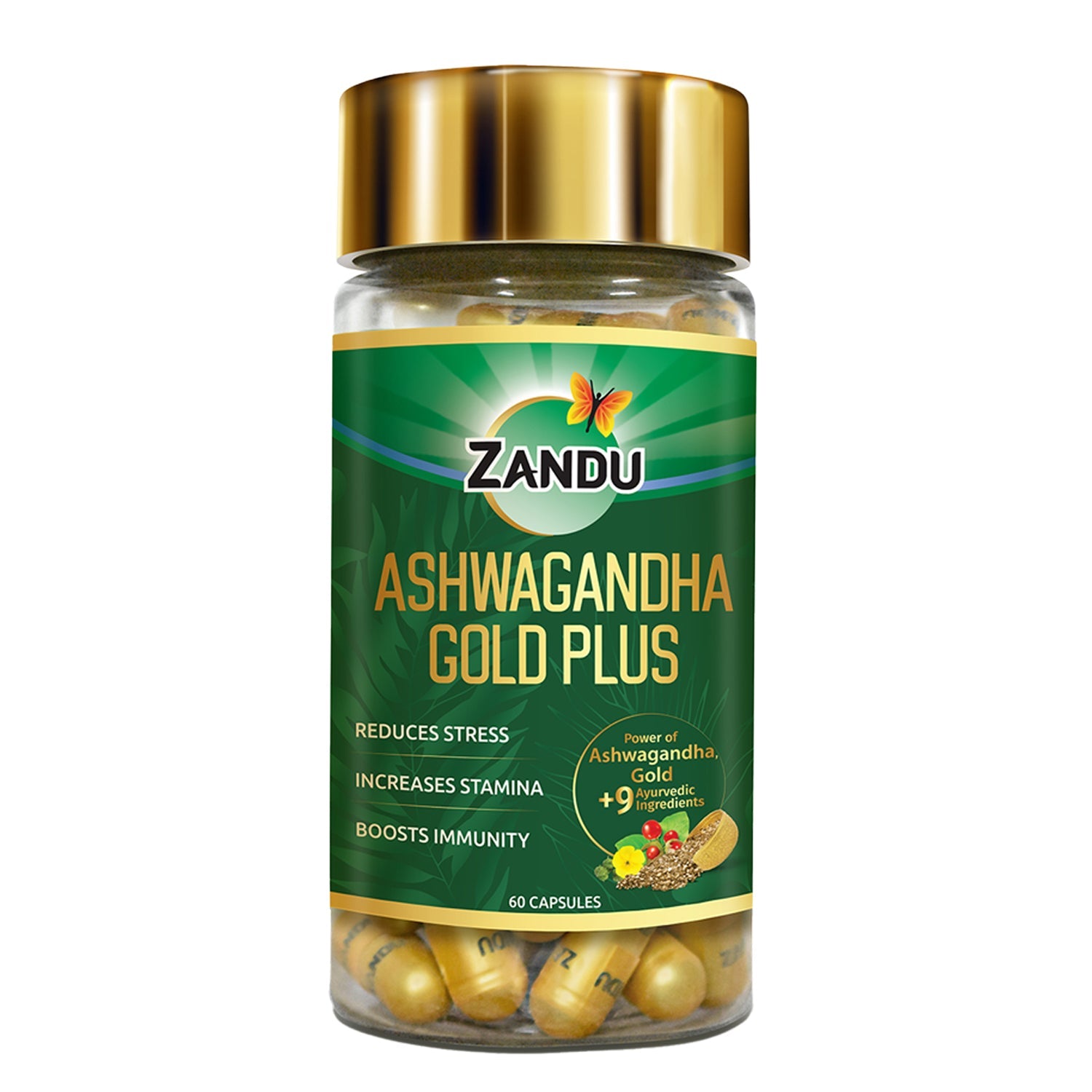 Zandu Ashwagandha Gold Plus Capsules with 24K Gold Bhasma