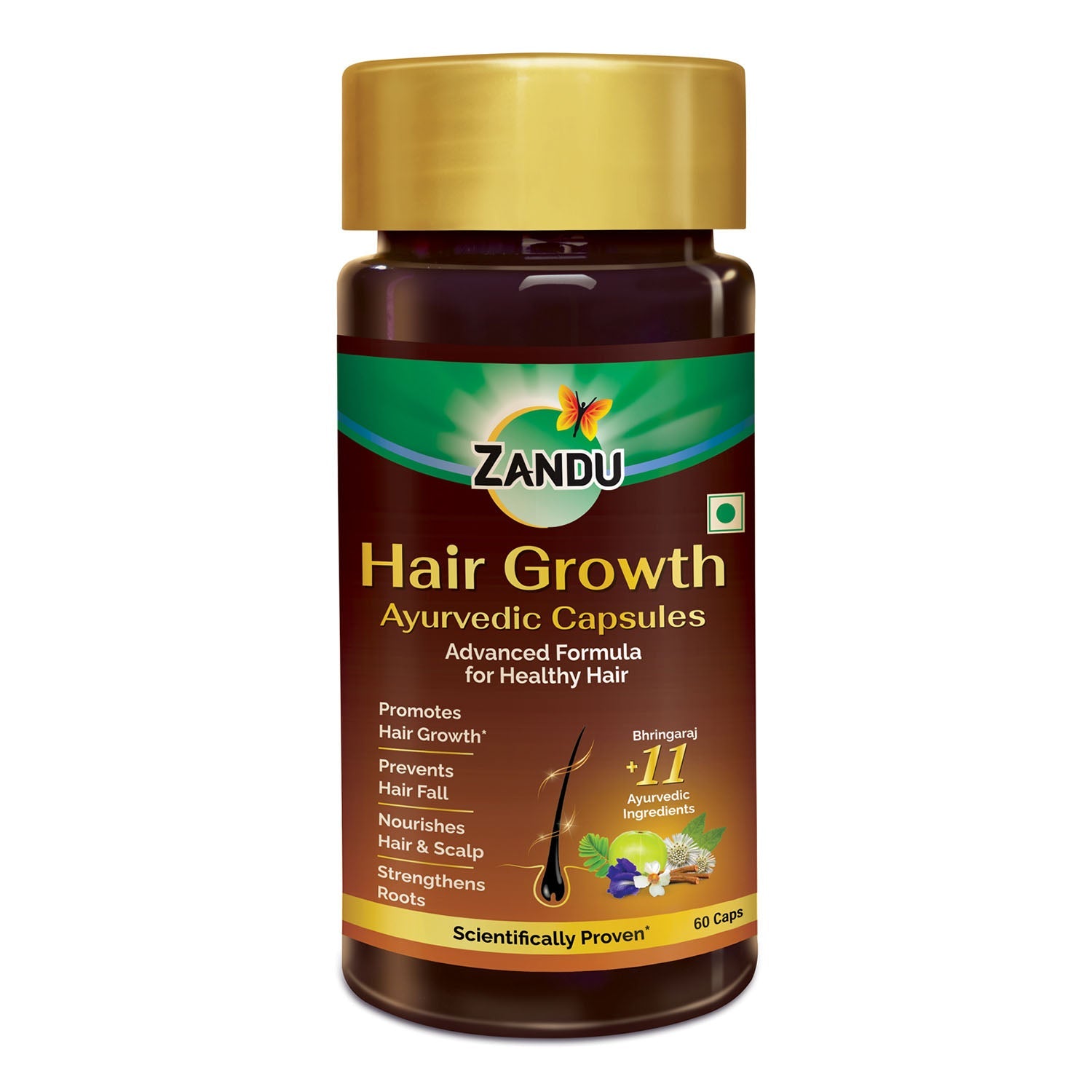 Zandu Hair Growth Capsules with DHT-Blocking Herbs