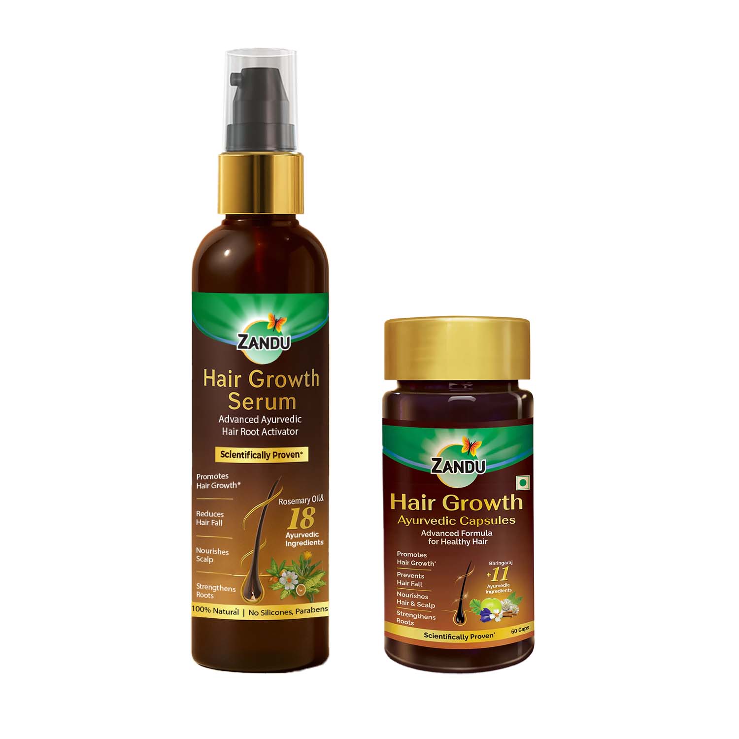 Zandu Hair Growth Serum and Capsules Combo