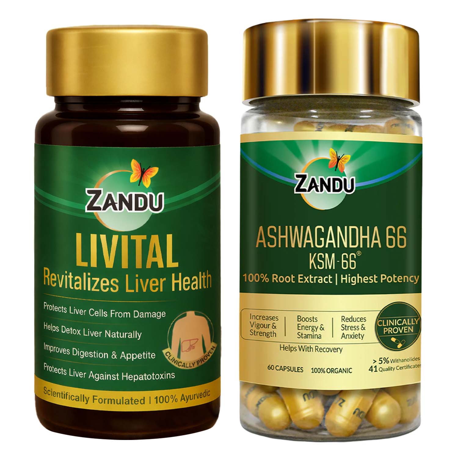 Zandu Livital + Ashwagandha KSM-66 Combo