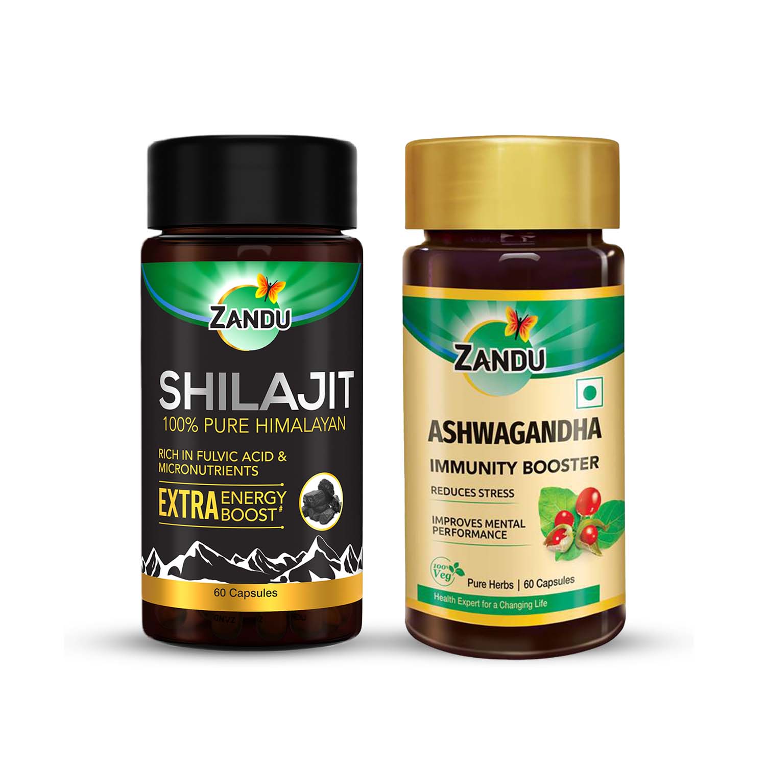 Zandu Shilajit and Ashwagandha Capsule Combo