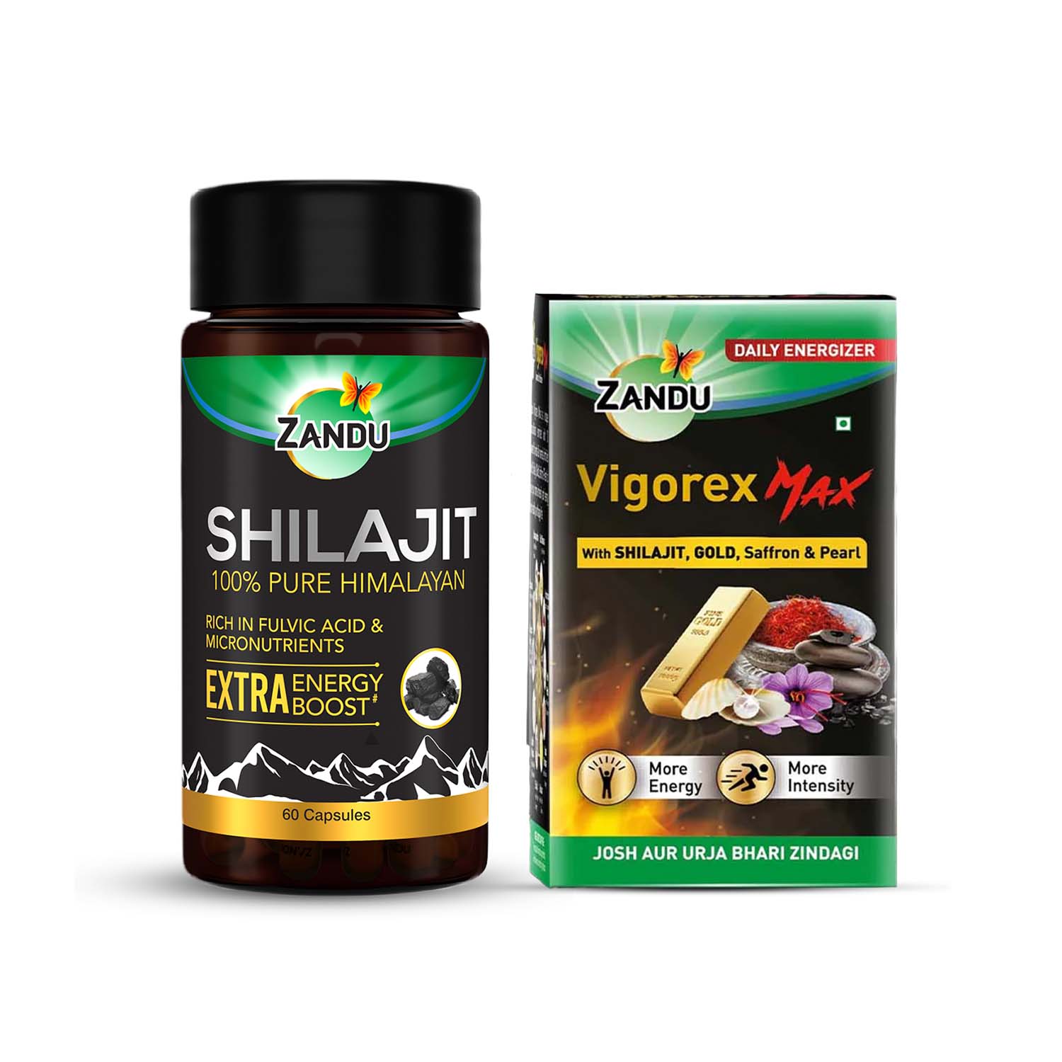 Zandu Shilajit Capsules + Free Vigorex Max Combo